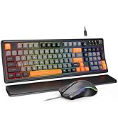 Sablute Wired Gaming Keyboard and Mouse, RGB Backlit Mechanical Feel PC Gaming Keyboards Multimed...