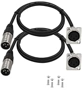 Jozzai D Type XLR Cable 3.3FT, 2 Pack, Pass Through Connector, D XLR Female to Male for Premium S...
