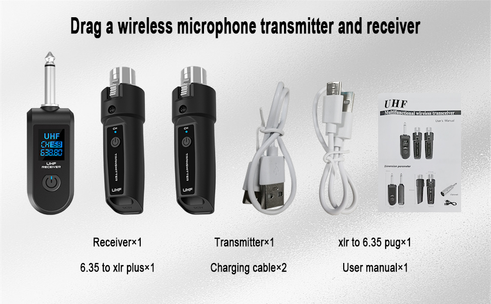 Wireless microphone transmitter and receiver