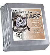 CARTMAN Finished Size 6x8 Feet Extra Thick 16 Mil Ultra Heavy Duty Poly Tarp, Multipurpose Protec...
