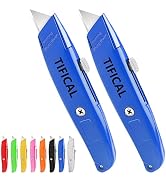 TIFICAL 2-Pack Box Cutter Retractable, Utility Knife with Ergonomic Handle, Box Cutters with Shar...
