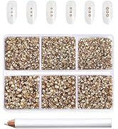 Beadsland 7200pcs Flatback Rhinestones,Gold Rhinestones Nail Gems Round Crystal Rhinestones for C...