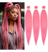Braiding Hair Pre Stretched (Pink#, 24inch-3Packs)