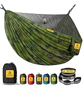 Camping Hammock with Mosquito Net, 600 lbs Portable Hammock with Tree Straps,2-in-1 Double/Single...