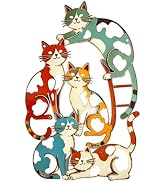 UAPRPG Cat Metal Wall Art,Colorful Iron Hanging Decor,Home Ornament & Gift | 16.9" x 10.8",Whimsi...