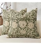 DKwizme Vintage Floral Print Throw Pillow Covers 20x20 Set of 2 Neutral Modern Farmhouse Pillowca...