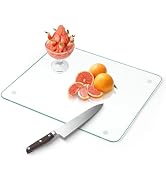 HGLuKGO Glass Cutting Board for Kitchen Tempered Glass Cutting Board with Rubber Feet Heat Scratc...