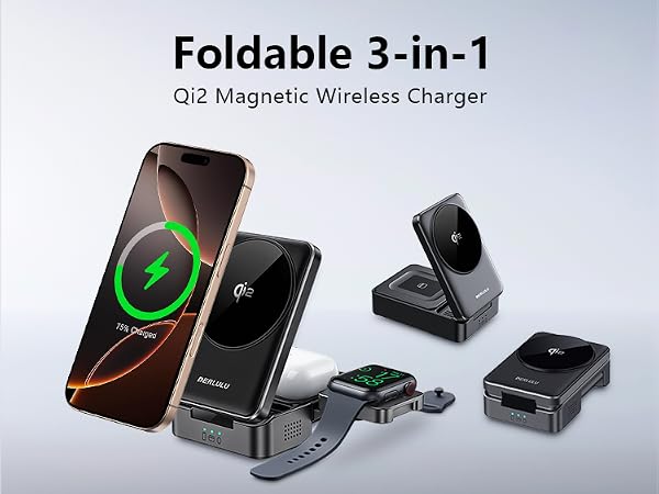 Foldable Magnetic 3 in 1 Wireless Charger 01