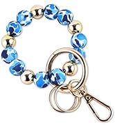 Junyuerly Wristlet Keychain Silicone Beaded Key Ring Bracelet for Women Elastic Bangle Key Chain ...