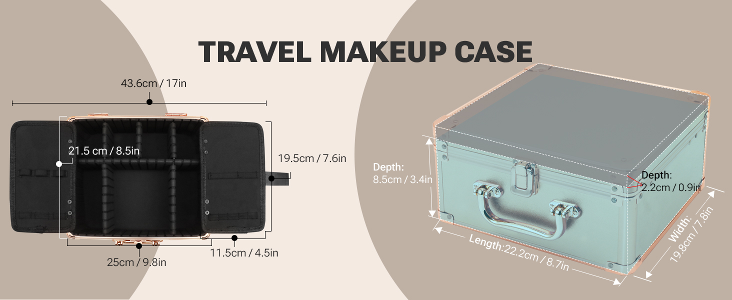 Makeup Box with Lighted Mirror, Cosmetic Organizer and Portable Makeup Box Travel Train Case
