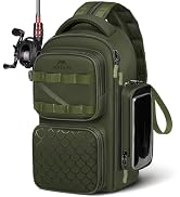 MATEIN Fishing Sling Bag with Lure Rod Holder & Phone Pouch, Waterproof 3600 Tackle box Backpack ...