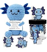 Drnytunk Positive Crochet Axolotl, Handmade Emotional Support Crochet Animals with 30Pcs Affirmat...