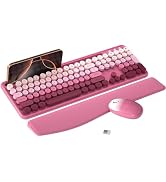 MPTOG Colorful Wireless Computer Keyboard and Mouse Combo with Phone Holder, Wrist Rest, Typewrit...