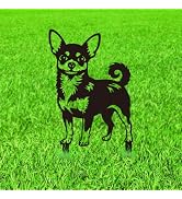 WADORN Chihuahua Dog Metal Decorative Garden Stakes, Unique Dog Metal Outdoor Statues Chihuahua P...