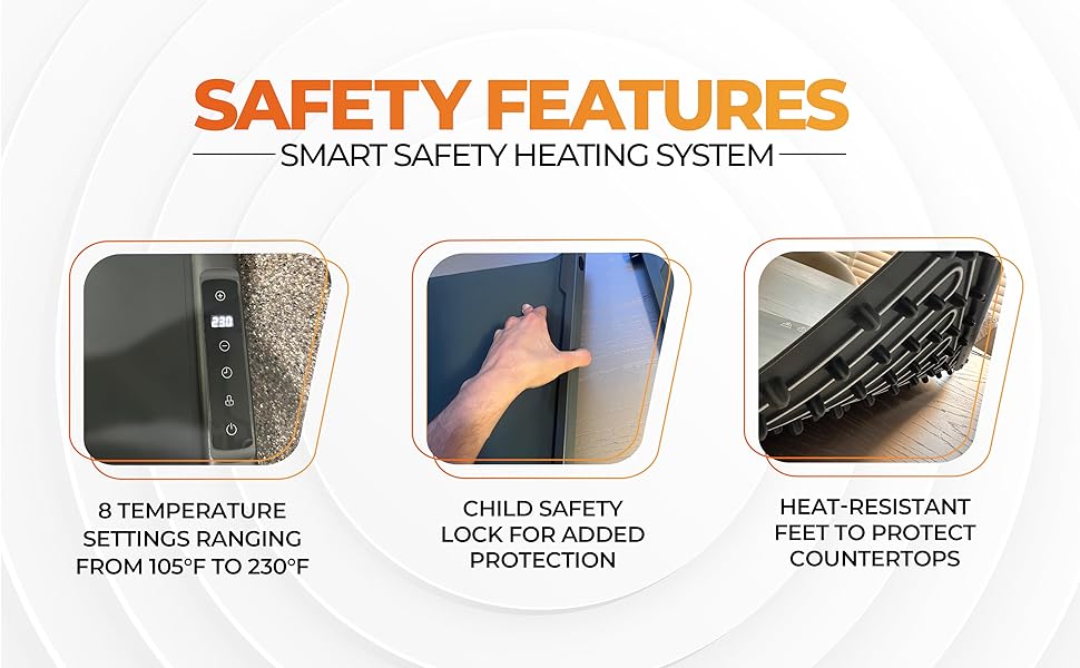 electric food warming mat adjustable temperature settings child safety lock countertop protection