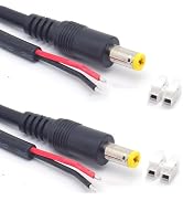 ELNONE 2PCS 18AWG DC Power Cable, 1M/3.3FT 12V 7A 5.5mm x 2.5mm Barrel Plug Connector Pigtail 552...