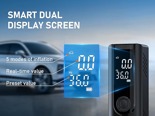 Tire Inflator Portable Air Compressor Cordless Air Pump for Car large Display Screen