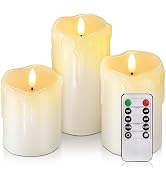 Homemory Dripping Wax Flameless Candles, Battery Operated Candles with Remote Control and Timers,...