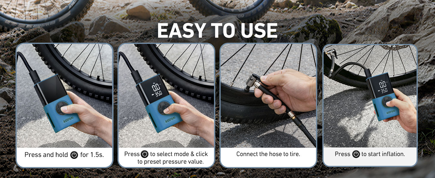 Bike Pump tire inflator portable air compressor e bike accessories