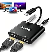 HDMI Splitter for Dual Monitors Extended Display 1 in 2 Out USB C to 2 HDMI Adapter Extender for ...