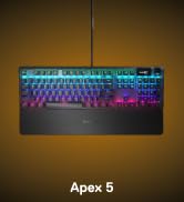 SteelSeries USB Apex 5 Hybrid Mechanical Gaming Keyboard – Per-Key RGB Illumination – Aircraft Gr...