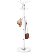 Waavryee Modern Metal Coat Rack Stand, 360°Rotary Coat Rack Freestanding with Natural Marble Base...