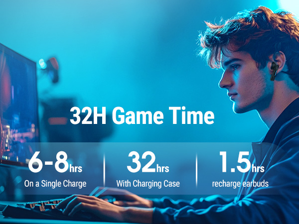 long battery life gaming earbuds with mic