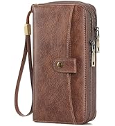 GAEKEAO Womens Wallet Large Capacity Double Zipper Ladies Card Phone Holder RFID Blocking Leather...