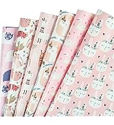 WRAPAHOLIC Baby Girl Wrapping Paper Sheet - White Swan and Cute Bunny Design for Birthdays, Party...