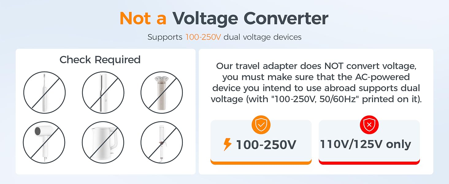The universal charger is not a voltage converter