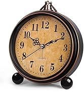 Königswerk Vintage Analog Alarm Clock, 5.25 inch Small Silent Desk Clock with Night Light, Batter...