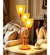 TECHYAP Mid Century Modern Orange Table Lamp for Living Room Dimmable Vintage Nightstand Desk Lam...