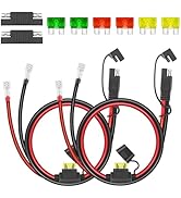 Linkstyle 2PCS SAE Battery Connector with 15A/20A/30A Fuses, 10AWG SAE to F2 Spade Terminal Quick...