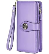 Travelambo Womens Wallet RFID Blocking Large Capacity Clutch Leather Wristlet Long Purse Multi Ca...