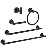 Marmolux Acc 5 Piece Black Bathroom Hardware Set | Hand Towel Holders & Bathroom Towel Rack Set |...