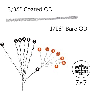 7x7 strands core 304 stainless steel