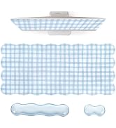 L-SPOUTTO Blue Checkered Mouse Pad Set,Cottagecore Scalloped Desk Mat Set | XXL Desk Mat+Ergonomi...