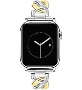 JR.DM Silver Gold Watch Bands for Women Compatible with Apple Watch 38mm 40mm 41mm 42mm(S10/11) A...