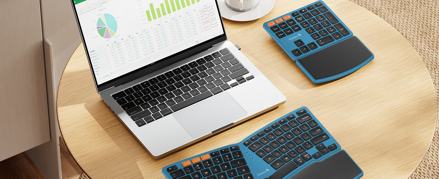 Ergonomic Keyboard with number pad - black blue A+ (14)