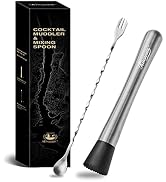 KITESSENSU Muddler and Bar Spoon, 8 Inch Stainless Steel Muddler for Cocktails, Excellent Choice ...
