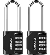 Puroma 2 Pack 2.6 Inch Long Shackle Combination Lock 4 Digit Outdoor Waterproof Padlock for Schoo...