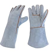 Cxqunzon Leather MIG Welding Gloves with Reinforced Palm, Kevlar Stitching, Heat Fire Resistant f...