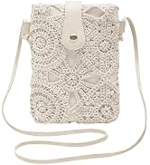 Energather Small Crossbody Bags for Women, Summer Boho Crossbody Phone Purse, PU Leather Crochet ...