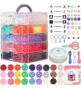 JULIMAIDONG 6500Pcs Pony Beads, Beads for Bracelets Making, Multi-Colored Hair Beads for Hair Bra...