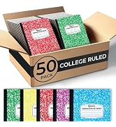 Rosmonde 50 Pack Bulk Composition Notebooks College Ruled, 200 Pages (100 Sheets), 9-3/4 x 7-1/2,...