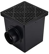 NDS Square Catch Basin Drain Kit with 2-Opening Catch Basin, Black Plastic Grate, 2 Outlet Adapte...