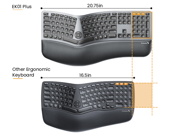 Backlit Wireless Ergonomic Keyboard Full Size Ergo Keyboard