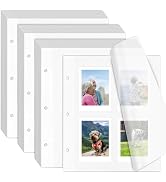 VOKOY 60 Sheets/120 Pages Photo Album Pages for 3 Ring Binder, Self Adhesive Scrapbooking Album R...