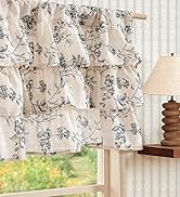 jinchan Ruffled Floral Valance Curtain Shabbychic Linen Window Valance 18 Inch Farmhouse Rustic W...