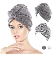 JEFFSUN Microfiber Hair Towel Wrap for Women and Girls, Super Absorbent Quick Dry Wet Hair Turban...